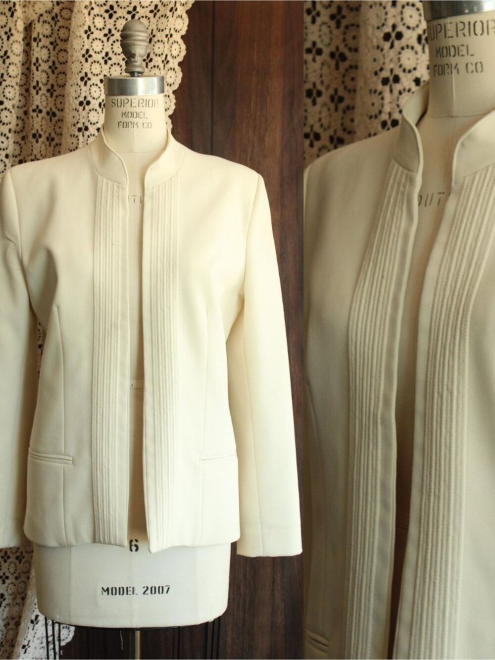 Vintage 1970s 1980s Jacket, Pykettes Womens Suit Coat, Winter White Gabardine, N